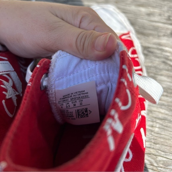Converse UNT1TL3D Not A Chuck Hi kids  Size 4‎ Shoes Red CTAS High Sneakers - Picture 7 of 7